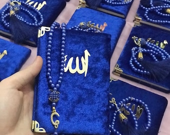 Islamic Velvet Gift Set, Yasin al Sharif Book and Prayer Beads, Yaseen, Surah Book