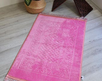 Plush Velvet Prayer Mat 120x80 cm 850 gr I Thick Soft Textured Prayer Rug I Quality Non-slip Sole I Gift Favors I Eid Favors I Muslim Gift