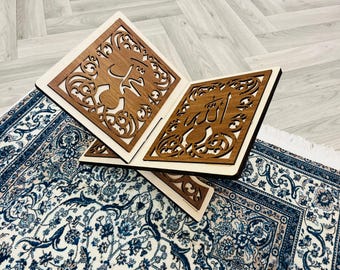 Laser Cut Wooden Book Stand, Quran Holder, Islamic Decor, Religious Gift