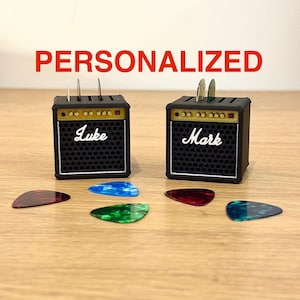 Personalized Mini Guitar Amp Pick Holder Marshall Plectrum Display Gift For Musicians