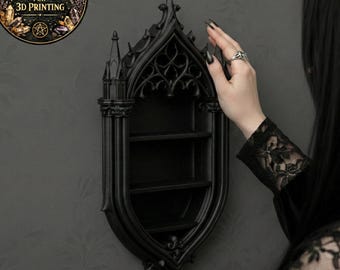 Gothic Reliquary Shelf – STL File for 3D Printing | Gothic Cathedral Wall Shelf | Dark Vertical Decoration