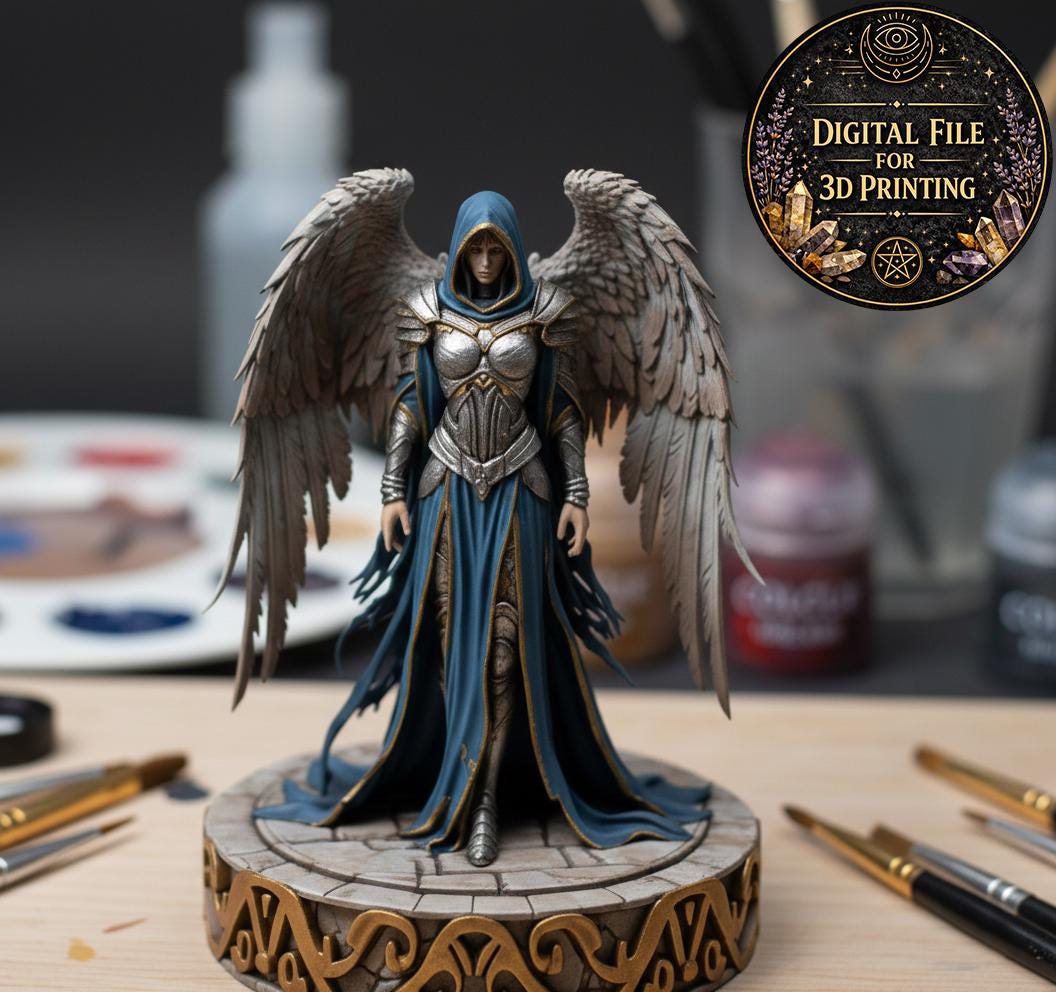 Winged Warrior Angel Statue – STL File for 3D Printing – Gothic Fantasy ...