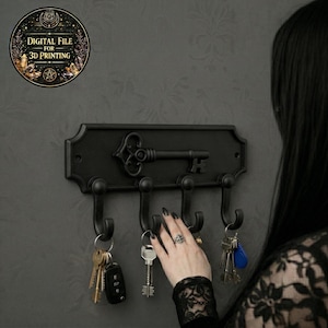 Portachiavi da Parete Gotico con Chiave Decorativa Appendi Chiavi Goth File STL Stampa 3D