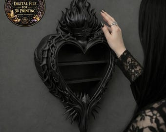 Gothic Sacred Heart Shelf – STL File for 3D Printing | Gothic Sacred Heart Shelf | Dark Wall Decor