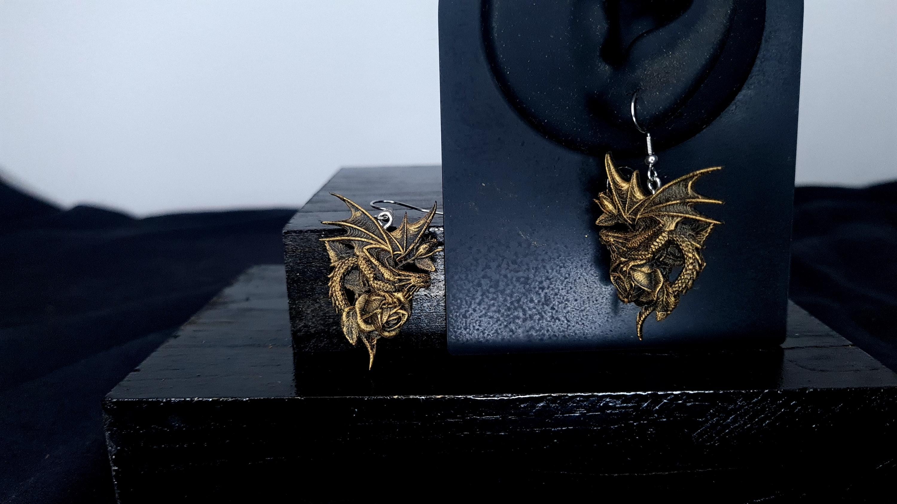 Orecchini a forma di dinosauro con glitter blu, regalo in argento Sterling