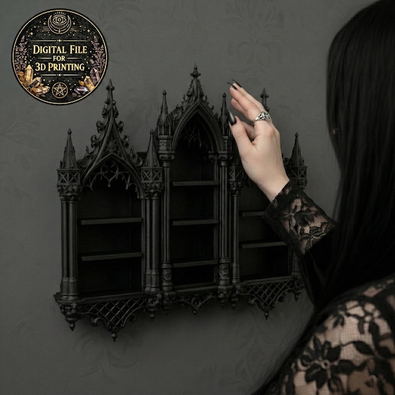 Trittico Mensole Gotiche Cattedrale – File STL per Stampa 3D | Gothic Cathedral Wall Shelf Set | Decorazione Dark da Parete