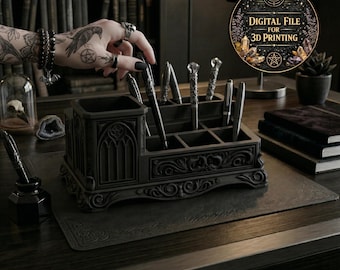 Gothic Cathedral Multi-Compartment Desk Organizer STL File for 3D Printing