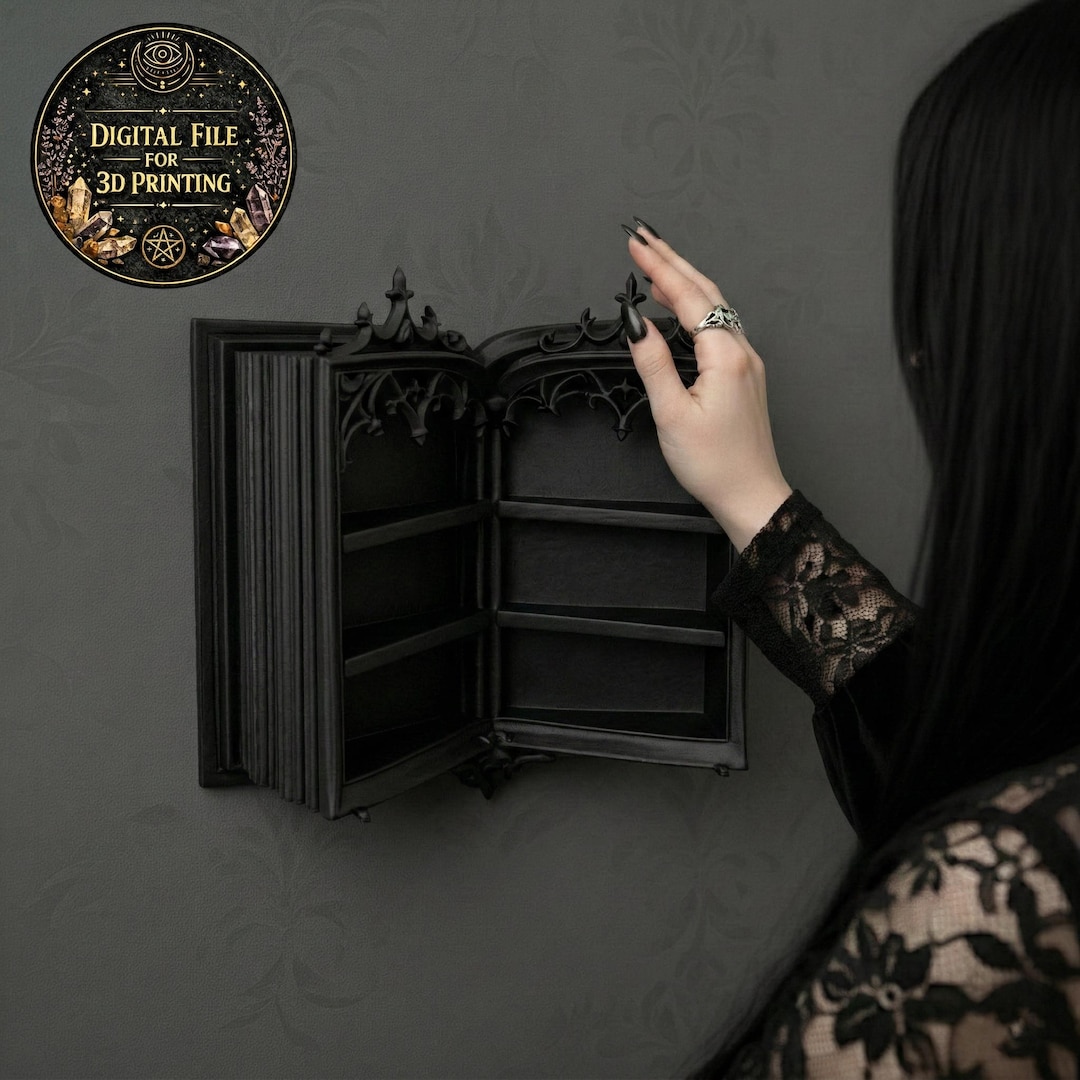 Gothic Open Book Shelf – STL File for 3D Printing | Gothic Book Wall ...