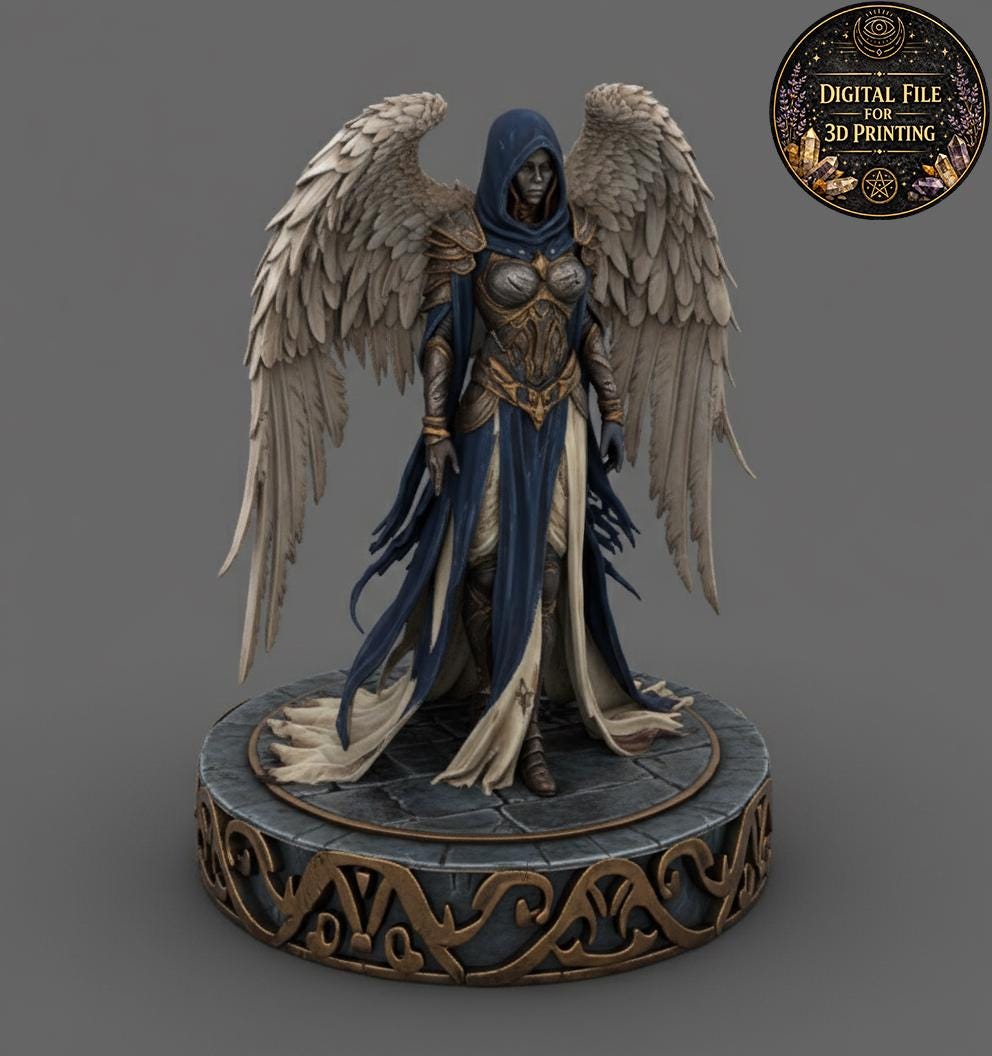 Winged Warrior Angel Statue – STL File for 3D Printing – Gothic Fantasy ...