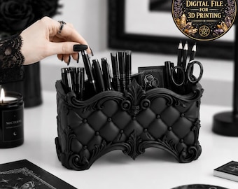 Gotisk skrivbordsorganisatör STL-fil för 3D-utskrift Elegant pennhållare Barockdekoration