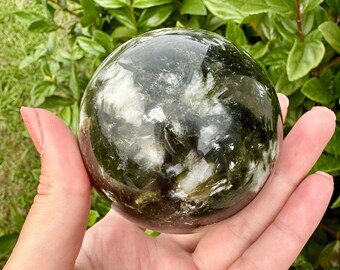 Green Mica Sphere - Stunning Natural Crystal Ball, Perfect for Home Decor and Energy Balancing, Unique Gift for Crystal Enthusiasts