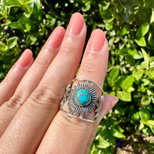 Turquoise Sterling Silver Ring Size 8 - Vibrant Blue Gemstone, Elegant Handcrafted Jewelry, Perfect for Daily Wear or Special Occasions