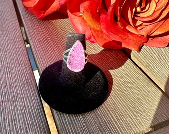 Cobaltoan Calcite Sterling Silver Ring Size 6 - Vibrant Pink Gemstone Jewelry for Love and Healing, Elegant Accessory