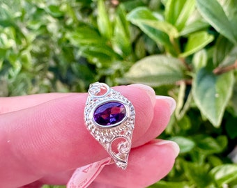 Amethyst Sterling Silver Ring Size 4 - Beautiful Purple Gemstone Jewelry for Girls, Elegant and Durable, Ideal Gift for Young Fashion Lovers