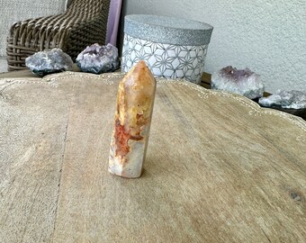 Crazy Lace Agate Tower - Vibrant Gemstone Obelisk for Harmony & Laughter, Handcrafted Crystal Point, Unique Whimsical Energy Decor