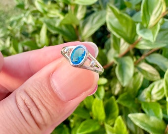 Blue Topaz Sterling Silver Ring Size 4 - Vibrant Gemstone Jewelry for Girls, Elegant Design, Perfect Gift for Special Occasions