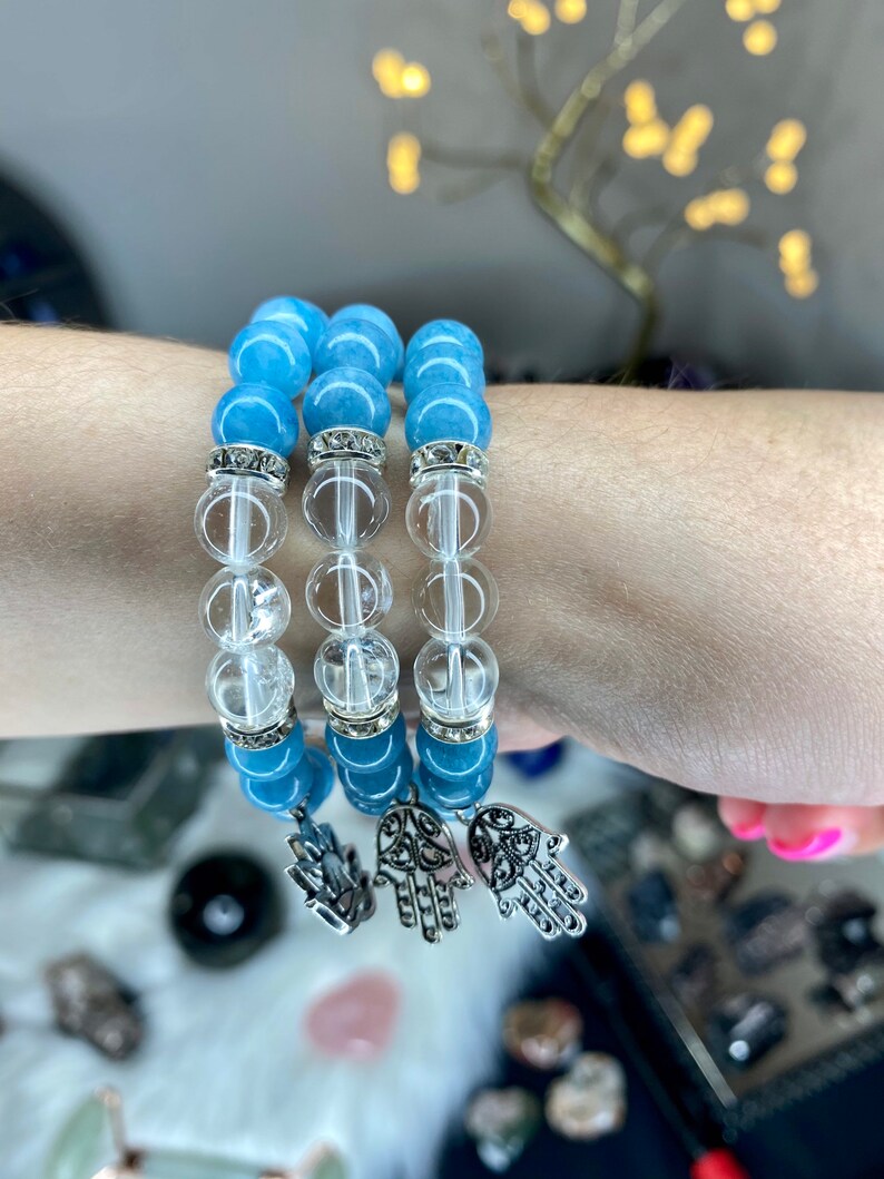 crystal beaded bracelet crystal bracelet stretch bracelet mala bracelet Angelite bracelet