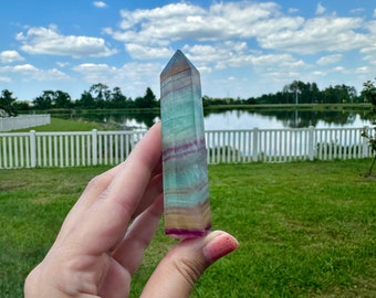 Fluorite Tower: Elevate Your Space with Healing Energies and Vibrant Color - A Must-Have for Meditation and Focus