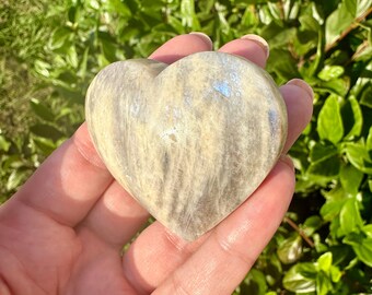 Moonstone with Sunstone Heart Carving