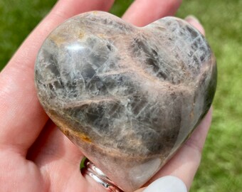 Black Moonstone Heart crystal  stone - Moonstone Crystal - rainbow moonstone gemstone - healing crystals and stones