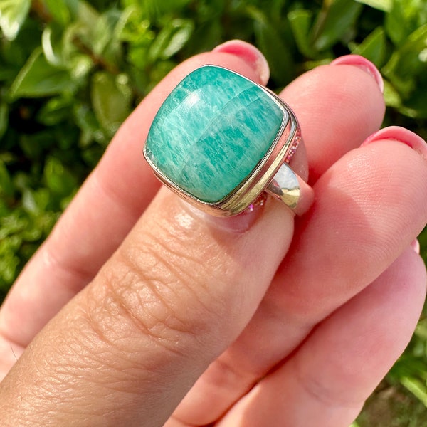 Stunning Amazonite Ring in Sterling Silver, Size 6.25 - Elegant Handcrafted Gemstone Jewelry, Perfect Gift for Special Occasions