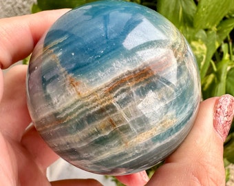 Lumerian Aquatine Calcite Sphere| Blue Onyx Sphere  | Sphere - 62.4mm