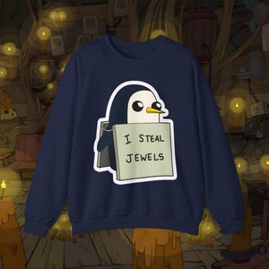 Adventure Time Gunter 'I Steal Jewels' Cute Sweater, Present Sweatshirt, Him Her DTG Hoodie, Cartoon Gift, Video Game Aesthetic