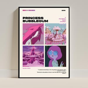 アドベンチャー タイム ポスター - プリンセス バブルガム、デジタル ダウンロード、ユニークな壁アート、壁装飾、SVG、PNG、ミニマリスト、レトロ、モダン プリント、テレビ