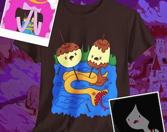 Czas na przygodę - Koszulka Marceline&#39;s T-shirt Rock Snake - Księżniczka Bubblegum, Koszulka Marceline PB, Koszulka z grafiką unisex, Prezent z kreskówek, prezent, Koszulka