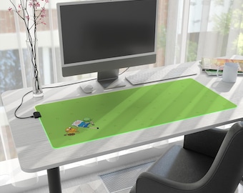 Podkładka pod mysz do gier RGB Adventure Time, Finn Jake, podkładka pod mysz LED, nowatorskie akcesorium na biurko dla graczy, podkładka pod mysz RGB