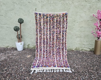 Handwoven Beni Ourain Rug, Multicolor Berber Wool Rug