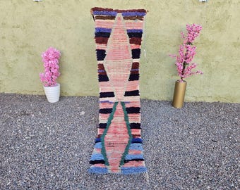 Tappeto Azilal tessuto a mano, elegante tappeto berbero per corridoio (2 x 7 piedi)