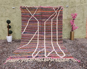 Bunter Berber Teppich - Handgemachter Wollteppich im Boho Stil