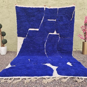Minimalist Rug,MOROCCAN BLUE RUG, Solid Custom Carpet,Organic wool rug,Moroccan rug,Blue moroccan rug, Dotted blue ,artistic benouraine rug