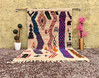 Handmade Beni Mrirt Rug – Moroccan Wool Berber Carpet, Tribal Boho Style