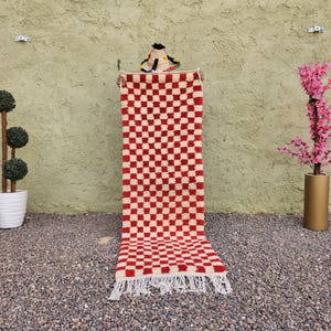 maroon color checkered Moroccan Rug Wool Hand Woven Genuine Moroccan Beni Ourain Carpet Soft Shag Artistic Oriental checker moroccan rug
