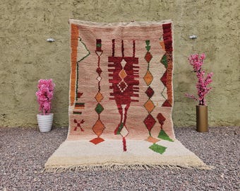 Personalized Pink Moroccan Rug – Handwoven Beni Ourain Wool Rug (10x14)