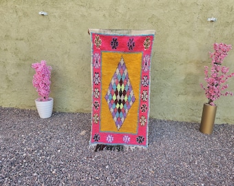 SMALL Vintage Moroccan Berber Rug,1,9x2,7 ft   Handmade Wool Moroccan Carpet  60x85 cm