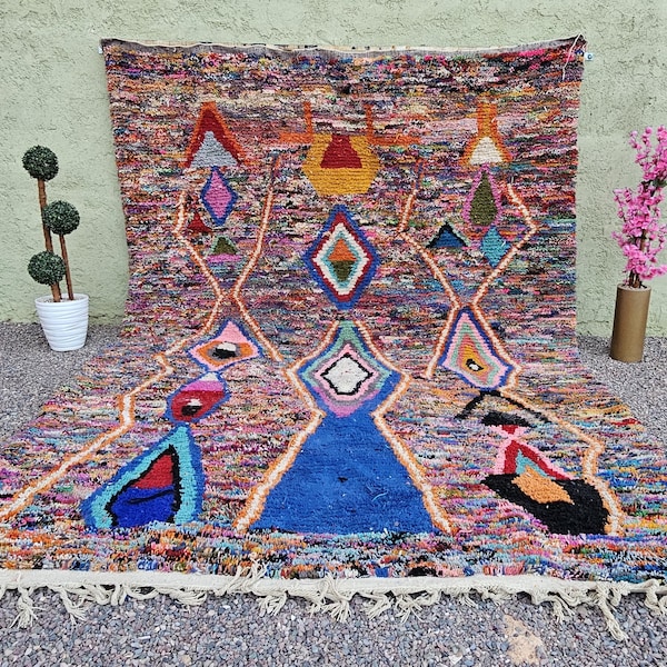Tapete berbere de lã tecido à mão, decoração boho chic colorida