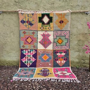 Handwoven Wool Moroccan Rug – Vibrant Patchwork Tribal Berber Carpet