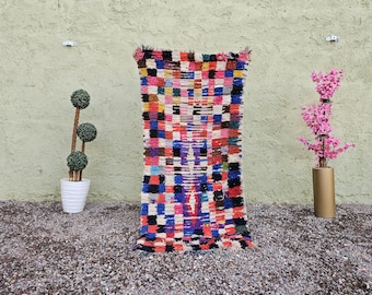 Colorful Boujaad Moroccan Runner Rug – 3x6 Wool Hallway Rug