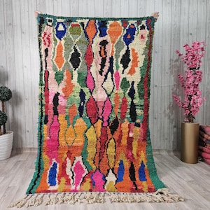 Gorgeous Beni Ourain Custom rugs living room -Berber Orange rug -Amazing Multicolored Rug-Handmade Wool Rug-Berber Carpet-Genuine Wool Rug