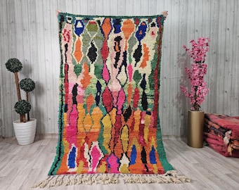 Handmade Beni Ourain Wool Rug – Multicolored Berber Carpet