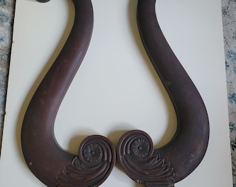 Supports de miroir antiques en acajou, décor architectural de récupération, 24"
