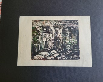 Gravure sur bois Judith Solomon, signée. 1949