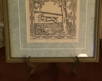 Gravure sur bois de lapin de Pâques France, 16e siècle Reproduction