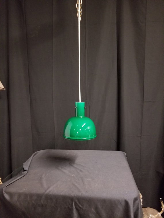 Vintage Green Pendant Lights Pair Of Lightolier Pendants Case