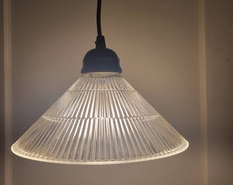 Quincaillerie en bronze de luminaire suspendu en verre optique, comme Holophane, suspension