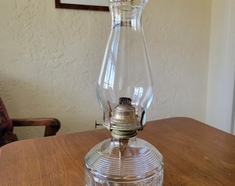 Lampe à huile en verre pressé transparent, moyenne à grande