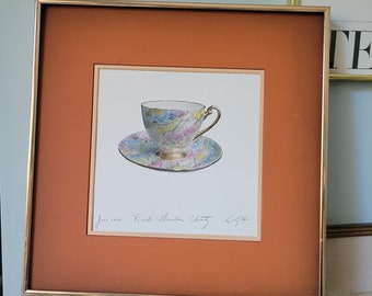Tasse à thé Aquarelle, originale signée